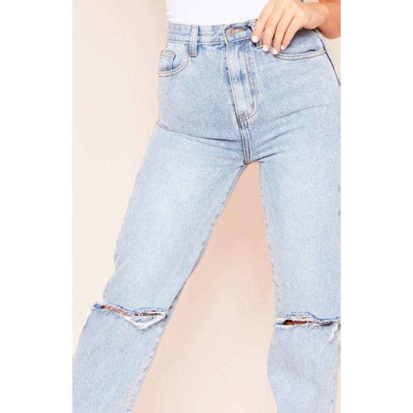 Missy Empire Mid Wash Straight Leg Jean - Picture 3 of 7